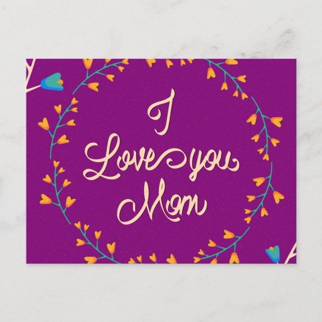 Postal Te amo mamá Feliz Día de la Madre Herencia Floral (Anverso)