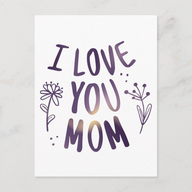 Postal Te Amo Mamá Floral Día de la Madre Ideas Regalo (Anverso)