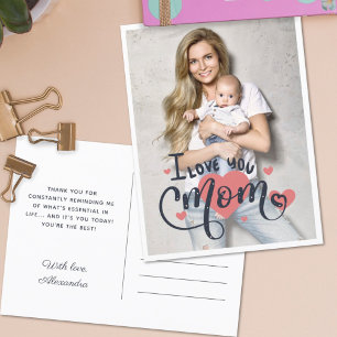 Postal Te amo, mamá, la tipografía del corazón, foto del 