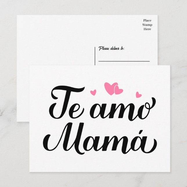 Postal Te amo mamá te amo Día de la Madre español (Anverso / Reverso)