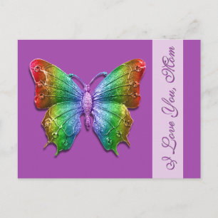 Postal Te amo mariposa arcoiris para el día de la madre