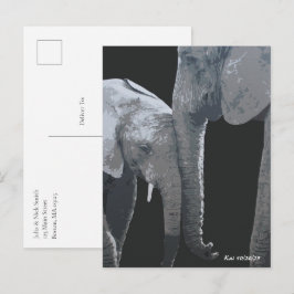 Postal Te Amo Más, Arte Original de Elefante