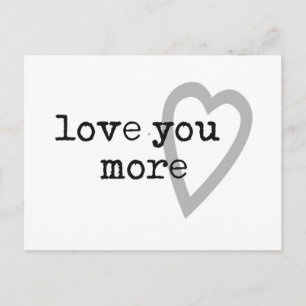 Postal te amo más corazón moderno negro blanco gris