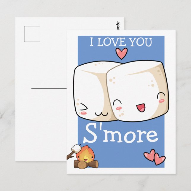 Postal Te Amo Más Marismo Kawaii (Anverso / Reverso)
