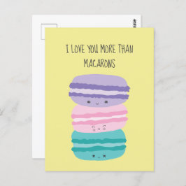 Postal Te amo más que Macarons Kawaii Pastel Cute