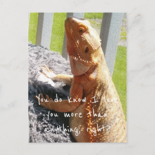 Postal Te amo más que nada Dragón Barbudo Adorable