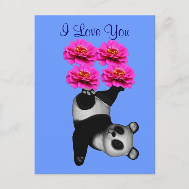 Postal Te Amo Panda Bear Flower Photo Card (Anverso)