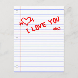 Postal te amo : papel de cuaderno