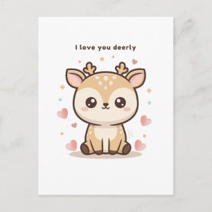 Postal Te Amo Querido Cute Puchi Dōshi Deer Christma