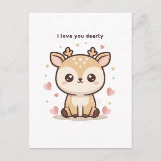 Postal Te Amo Querido Cute Puchi Dōshi Deer Christma
