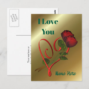 Postal Te Amo Rosas Rojas Corazón Personalizado