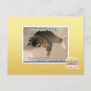 Postal Te amo, sofá.