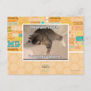 Postal Te amo, sofá.