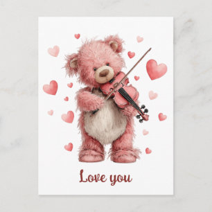 Postal Te Amo Teddy con Violín
