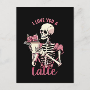 Postal Te amo un esqueleto del día de San Valentín