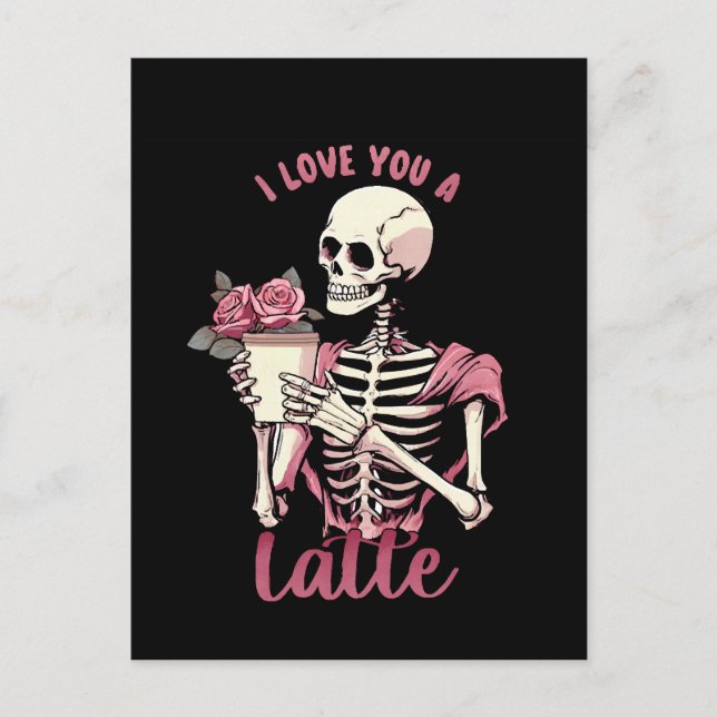 Postal Te amo un esqueleto del día de San Valentín (Anverso)