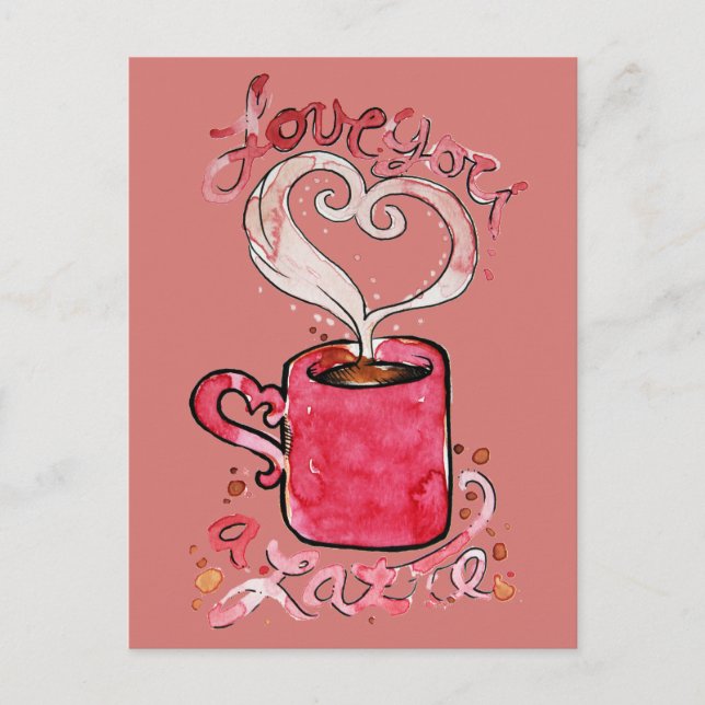 Postal Te amo un latte (Anverso)