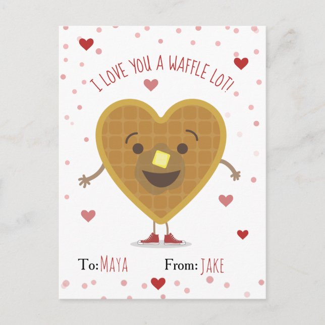 Postal Te Amo Un Waffle Lot Heart Kids Valentine (Anverso)
