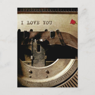 Postal Te Amo, Vieja Escritora Carta Roja Rosa Vintage