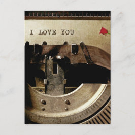 Postal Te Amo, Vieja Escritora Carta Roja Rosa Vintage