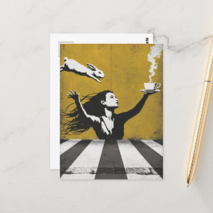 Postal Té con graffiti de arte callejero urbano conejo