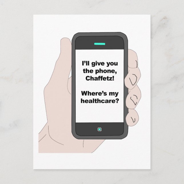 Postal Te daré el teléfono, ¿dónde está mi salud? (Anverso)