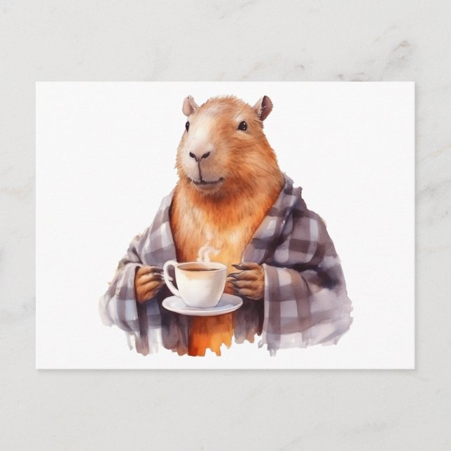 Postal Té de bebida de Capybara (Anverso)