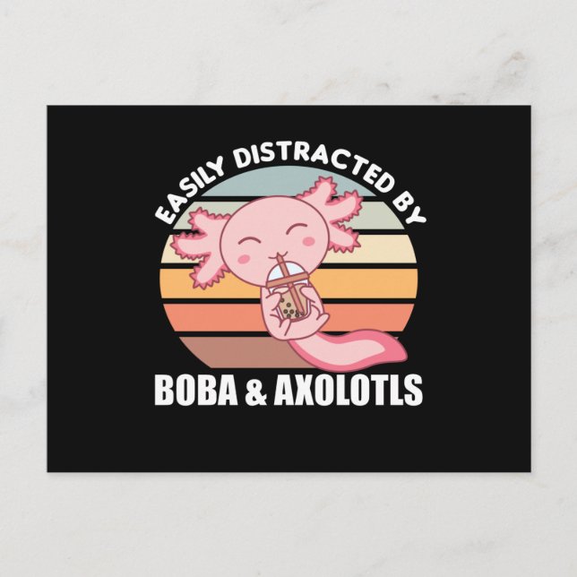 Postal Té de burbuja Axolotl Chocolate Sweet Animals Boba (Anverso)