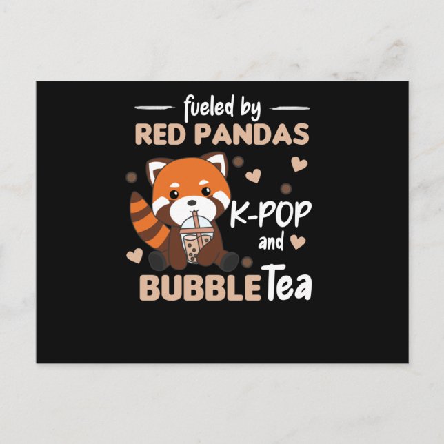 Postal Té de burbuja Rojo Panda Chocolate Cute Animales B (Anverso)