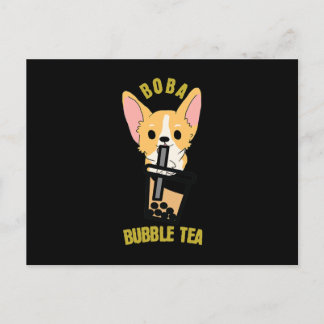 Postal Té de burbuja suave Boba Tea de leche Anime Corgi
