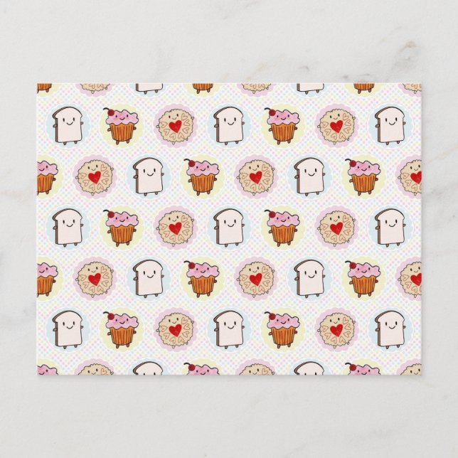 Postal Té de la tarde de Kawaii (Anverso)