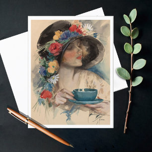 Postal Té de la tarde, Harrison Fisher