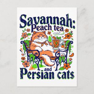 Postal Té de melocotón de Savannah y gatos persas