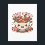 Postal Té de Rosa Tiempo de Té Kawaii<br><div class="desc">Té de Rosa Tiempo de Té Kawaii</div>