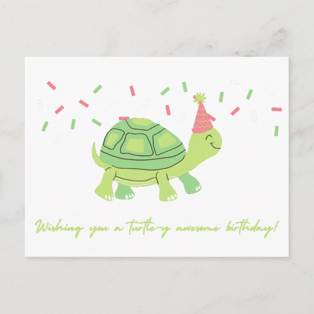 Postal ¡Te deseo un cumpleaños increíble para la tortuga! (Anverso)