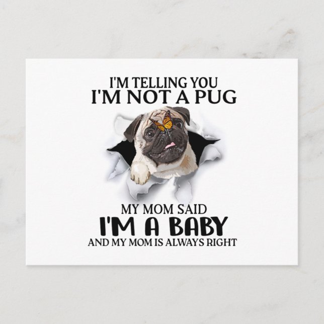 Postal Te digo que no soy un pug soy un amante de los pug (Anverso)