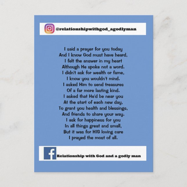 POSTAL TE DIJE UNA ORACIÓN HOY (Anverso)