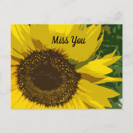 Postal Te echo de menos con un hermoso y único girasol