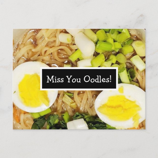 Postal Te echo de menos Oodles | Foto de Ramen (Anverso)