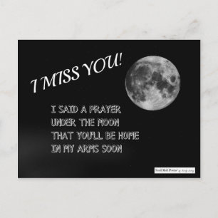 Postal Te echo de menos Poema: Oración bajo la luna