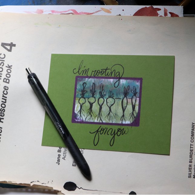 Postal Te estoy alentando las verduras de raíz (Subido por el creador)