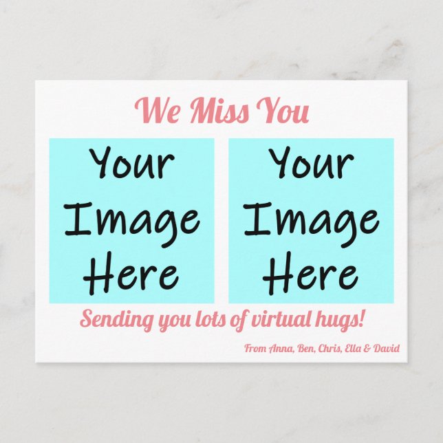 Postal Te extrañamos de forma personalizada (Anverso)