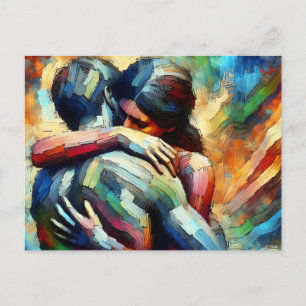 Postal Te extraño   Amantes abrazándose 