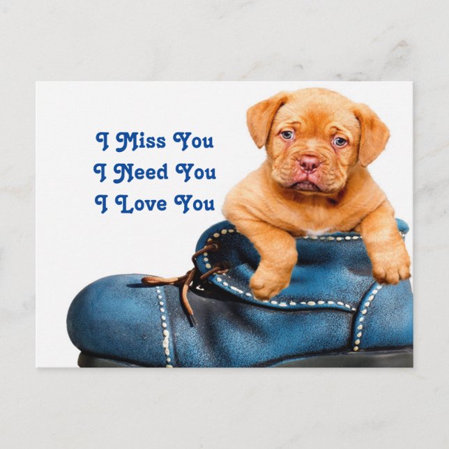 Postal Te Extraño Cachorro (Anverso)