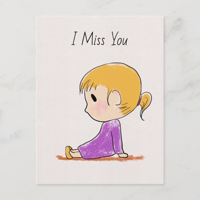 Postal Te extraño Cute (Anverso)