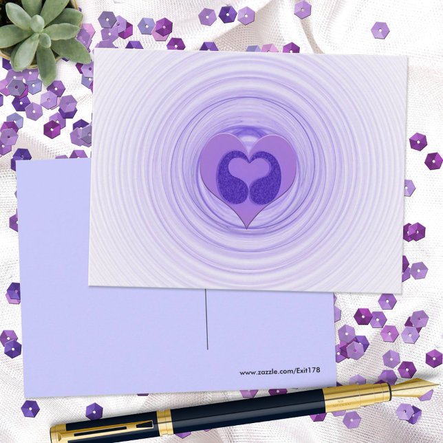 Postal Te Extraño Doble Corazón Morado en Espiral Arte (Subido por el creador)
