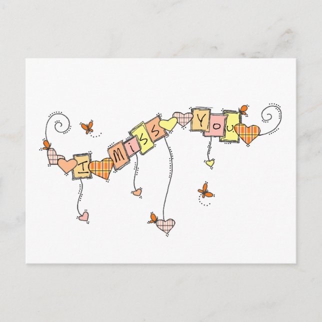 Postal Te Extraño Doodles (Anverso)