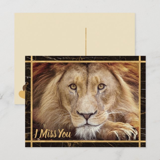 Postal Te Extraño La Imagen De Lion (Anverso / Reverso)