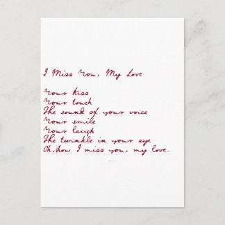 Postal Te Extraño, Mi Poema De Amor