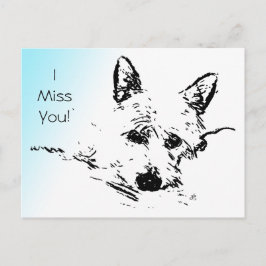 Postal ¡Te Extraño! Westie Digital Photo Art Ink Sketch